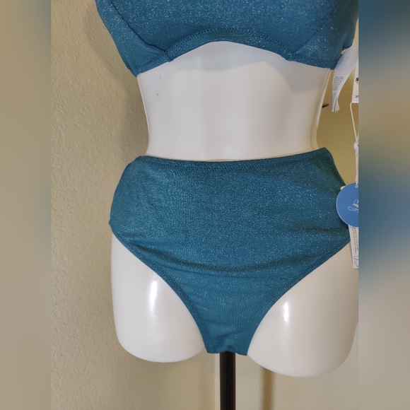 CUPSHE Women's Two Piece High Waisted Shining Bikini Set - Picture 3 of 12